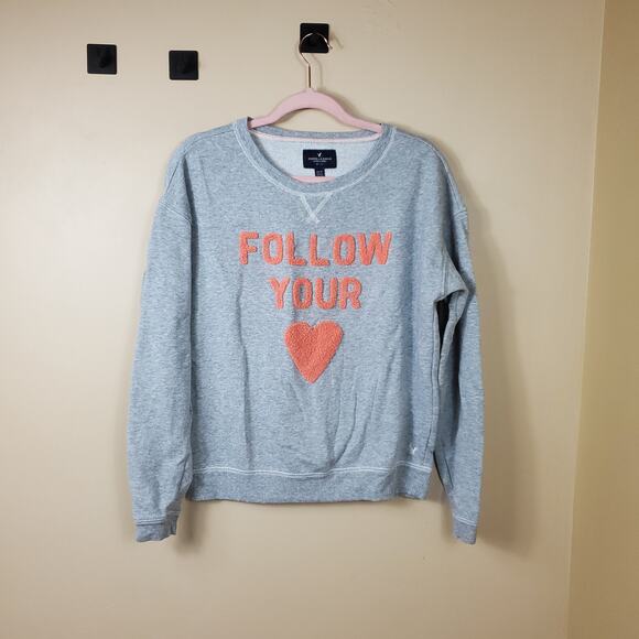 American Gray Follow Your HEart Crewneck Sweatshirt Size XS - Picture 1 of 8